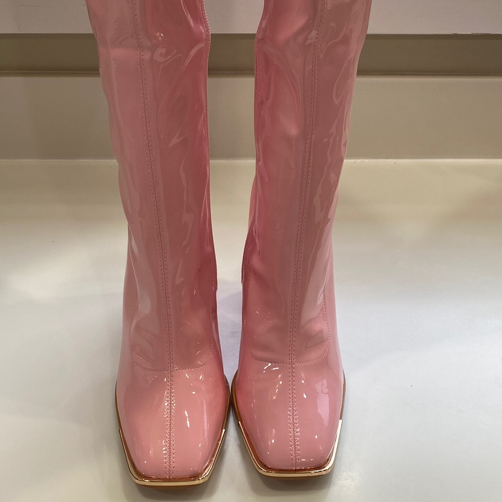 New Mixx Shuz Patent Light Pink Mayra Boots Size 9 - Picture 4 of 13